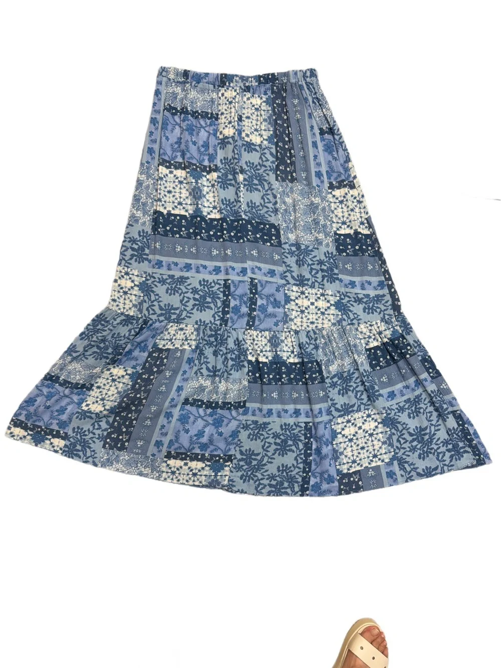 Frye Blue Patchwork Floral Maxi Skirt